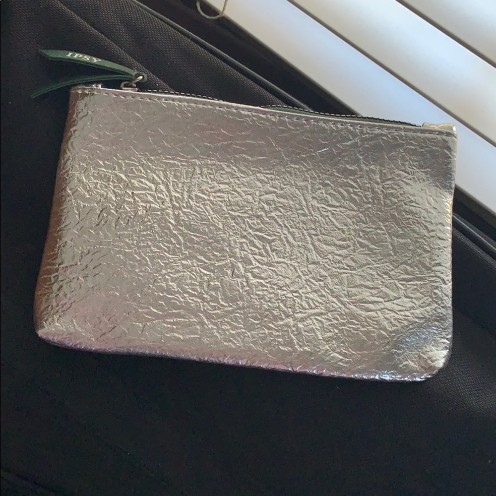 Silver makeup pouch